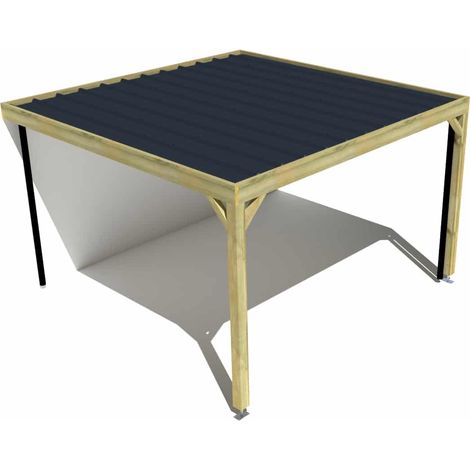 Carport bois • 4m x 4m • adossée • sens largeur • livraison comprise (1/3)
