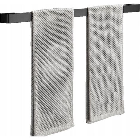 SUPPORT MURAL POUR SALLE DE BAIN POUR SERVIETTES noir 50cm