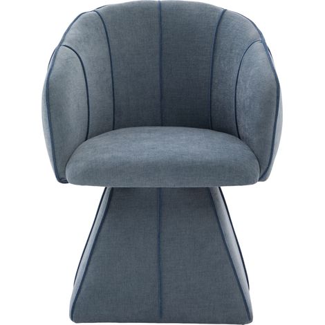 Fauteuil pivotant adulte en tissu bleu avec dossier haut ergonomique et accoudoirs larges, siège 360° pour chambre, salon ou studio – CHICFURN (1/5)