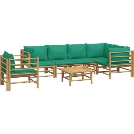 Mobili da giardino mobili da esterno Set di mobili da 7 pezzi con cuscini in bambù verde 020017341