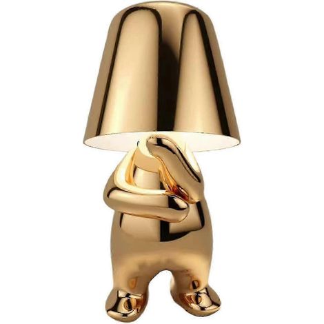 Lampe Penseur, Lampe de table tactile, Lampe de bureau LED représentant un petit penseur doré et créatif, Décoration Mr whyGold (1/5)