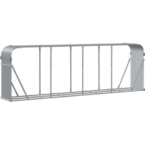 Portalegna chiaro 300 x 45 x 100 cm acciaio zincato grigio 020043815