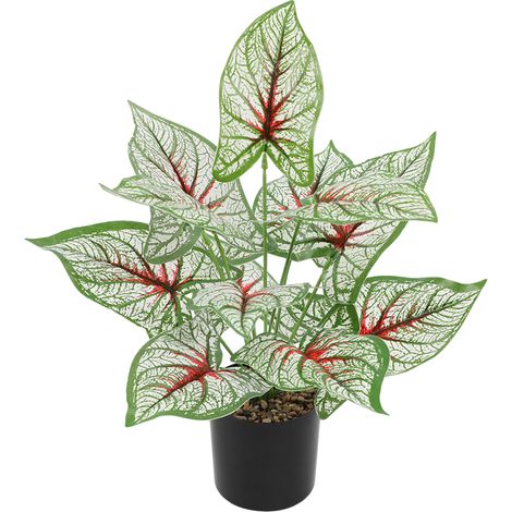 Plante Artificielle - Feuilles Grandes - Pour Décoration Intérieure Salon Cuisine Salle De Bain - Pot Noir En Plastique - 1 Pièce (1/5)
