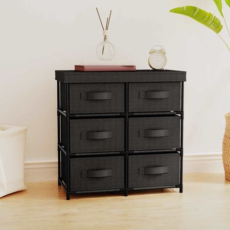 Armoire de rangement avec 6 tiroirs-Meuble de stockage 55x29x55 cm Noir Acier 243837