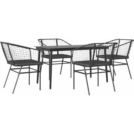Maison Exclusive - 5-tlg. Garten-Essgruppe mit Kissen Schwarz Pol
