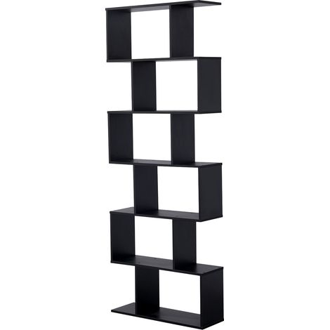 Happy Garden – Bibliothèque 6 étagères noire 70x23,5x190,5cm – Design moderne avec 6 compartiments – Pour rangement livres et objets déco (1/5)