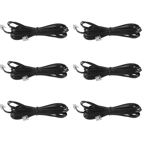 6 lignes téléphoniques modem ADSL RJ11 6P4C, de 5 mètres chacune