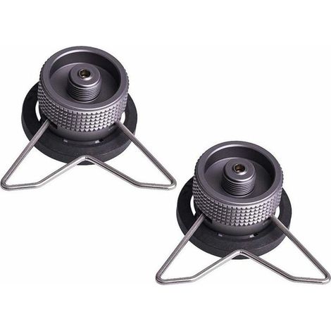 Adaptateur pour réchaud de camping (lot de 2), en alliage d'aluminium, portable et léger, avec arrêt automatique, pour cartouches de gaz butane à vis. (1/5)