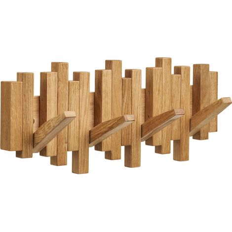 Appendiabiti da parete Caltra in rovere FSC — design scultura (1/5)