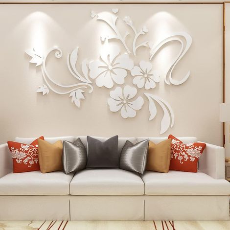 3D Stickers Fleurs Miroir Muraux Rose Flower Vine Sticker DIY Elegant Ecologiques Decoration Autocollants pour chambre Decoration de salon TV Fleur Mirrord Stickers (1/5)