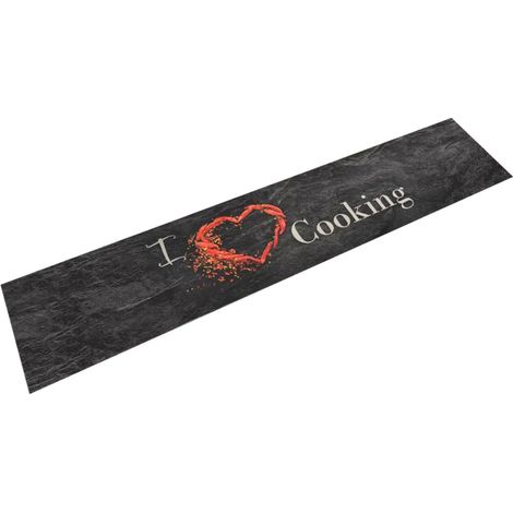 Tappeto da cucina lavabile, morbido e antiscivolo 300 x 60 cm elegante design in velluto nero 020046043