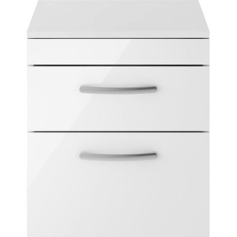 Nuie Athena Wall Hung 2-Drawer Vanity Unit and Worktop 500mm Wide - Gloss White (1/5)