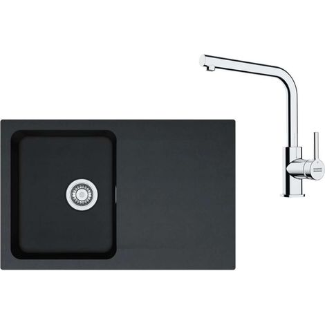 Franke Set - Set da cucina T111Č, lavello in tectonite OID 611-78 e miscelatore FS 3230.031, nero/cromo 143.0687.313