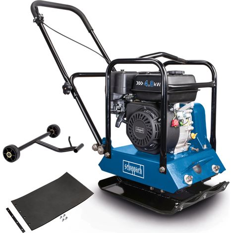 Scheppach Plaque vibrante HP1200S - 196 cm3 - moteur à 4 temps à essence 6,5 CV - 15 kN - plaque 450 x 350 mm - vitesse d'avance 25 m/min - profondeur de compactage 25 cm