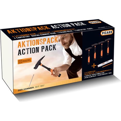 PICARD Aktionspack 4 x Latthammer 820M glatt + 1x Zollstock und 1 x Zimmermannsbleistift (1/3)