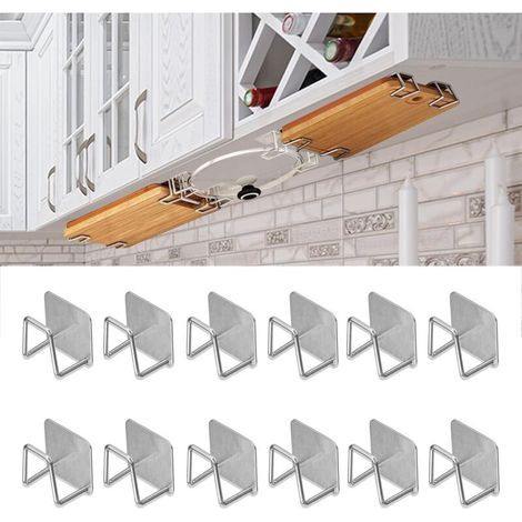 Set of 12 Under Cabinet Cutting Board Holders – Pot Lid Organizer for Cabinet, Stainless Steel Cutting Board (1/5)