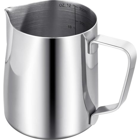 Montalatte in acciaio inox - 350 ml - Graduato - Ideale per cappuccino, caffè, latte macchiato ed espresso (1/5)