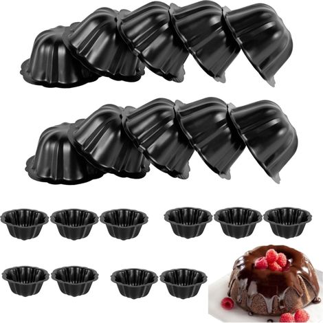 10 moldes redondos antiadherentes para minitartas (10 cm de diámetro) para hornear pudines y tarta de calabaza, así como para preparar pasteles. (1/5)