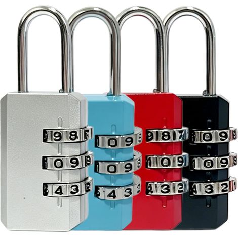 Lot de 4 Cadenas à Combinaison 3 Chiffres, Cadenas à Code Serrures à Code Numérique en Métal pour Valise, Bagage, Sac à Dos, Casier, Porte-Documents et Trousse, pour Voyage et Usage Quotidien (1/5)