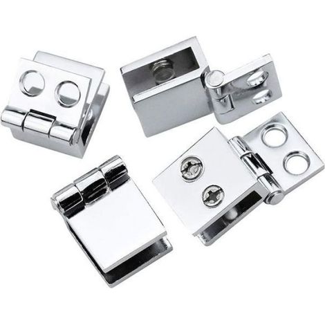 Charnières Pour Portes En Verre - Angle D Ouverture 0° - Pour Meubles De Cuisine Vitrine Douche - Épaisseur Verre 5 À 8 Mm - Lot De 4 (1/5)