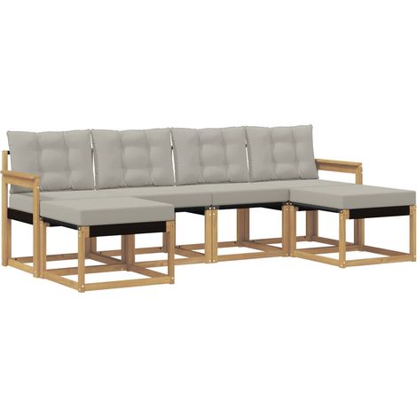 Set di divani da esterno 6 pcs Bianco e Grigio Chiaro vidaXL