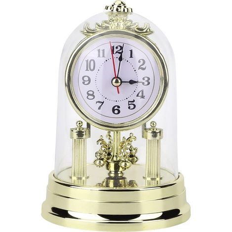 Antique Vintage Metal Table Clock classique Vintage Silent Table Clock pour maison Bureau étagère salon décoration (or) (1/5)