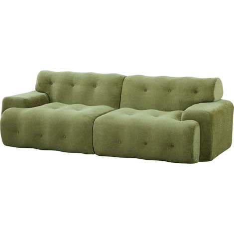 Gerades 2-Sitzer-Sofa aus Chenille, Ergonomische Rückenlehne und Breite Armlehnen, Grün 224 × 104 × 66 cm (1/5)