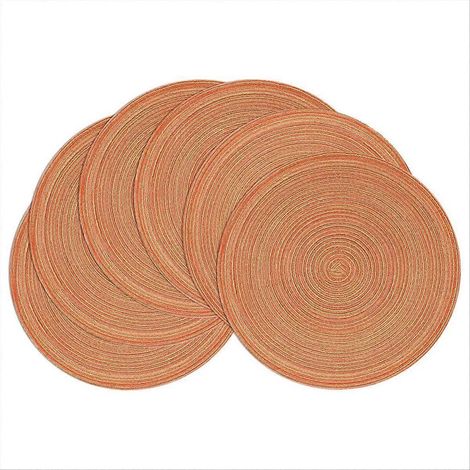 Lot de 6 sets de table ronds tressés, lavables, 38 cm (15 pouces) (1/5)