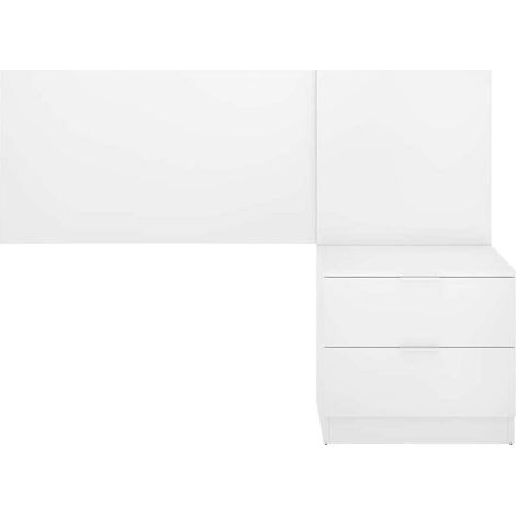 Conjunto juvenil cama + mesita Flora acabado alistonado natural/blanco.