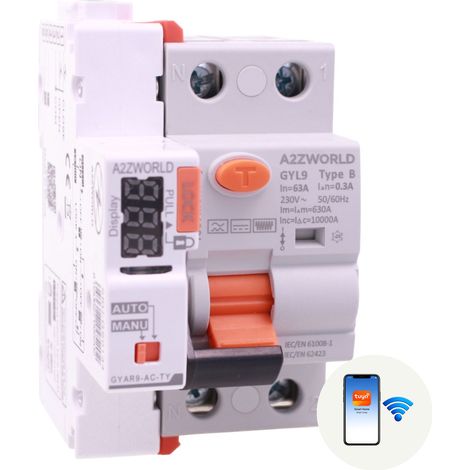 RCCB Interruttore Differenziale Puro WIFI Con Riarmo Automatico Tipo B 1P+N 3M 10000A 300mA AC 230V IP20 IEC61008-1 / IEC62423 GYL9, Disponibili 40A 63A (63A) (1/3)