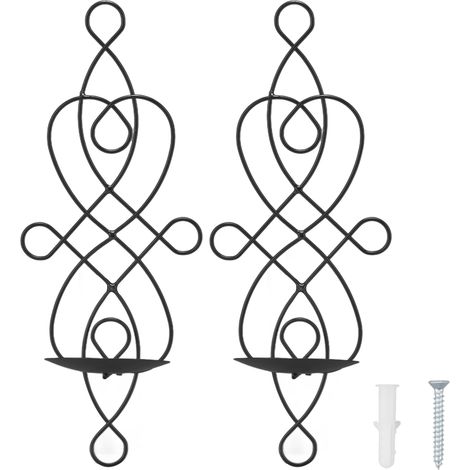 2 Supports de Bougeoir Murale en Fer Pliables et Innovants pour Chambre et Salle à Manger, Noir (1/5)