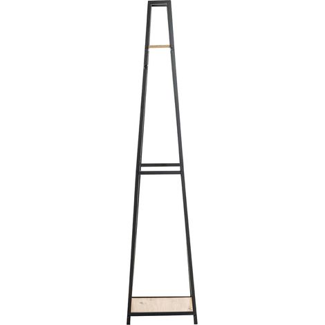 Porte-manteau en bois coloris chêne et métal coloris noir -longueur 38 x profondeur 40 x hauteur 166 cm (1/5)