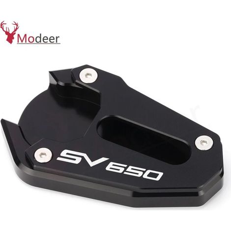 (SV650 NOIR) Compatible avec Suzuki SV 650/650X SV650 SV650X Gladius SFV 650 SFV650. Extension de béquille latérale, plaque de renfort, coussinet maxpower (1/4)