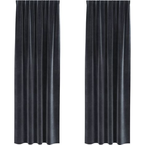 Rideaux occultants 2 pcs Gris foncé 140 x 225 cm Velours