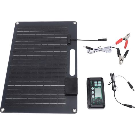 Kit panneau solaire, chargeur de batterie, contrôleur 100 W à double sortie USB pour voiture et téléphone portable, 12 V/24 V, 100 A, noir (1/5)