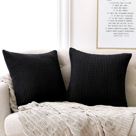 AIDUCHO Lot De 2 Housse De Coussin 45x45cm, En Velours,Halloween Noir Pour Maison Salon Chambre Housse De Coussin
