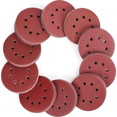 Disque de Ponçage, 100pcs Disques Abrasifs 40-800 Grain Taille de 125mm Idéal pour Poncer/Polir/Dérouiller(8 trous) (1/5)