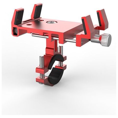 Support de téléphone de vélo rouge, support de téléphone de moto en alliage d'aluminium support de téléphone de vélo universel sans outil installation pour vélo rotation à 360 degrés quatre griffes