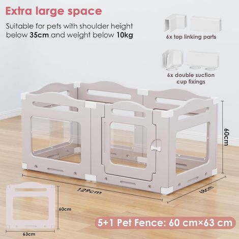 Recinto per cani in acrilico da 60 cm, recinto per interni pieghevole per cani, grigio, (5 pezzi + 1 pannello) (1/5)