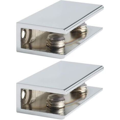 Soporte rectangular ajustable sin marco para estantes, 2 unidades, abrazadera resistente para estantes de vidrio, cromo pulido (1/5)