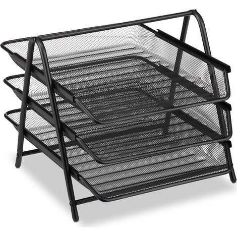 Portadocumenti classificatore pratico da scrivania 27 x 29,5 x 35,5 cm in metallo nero 130006793