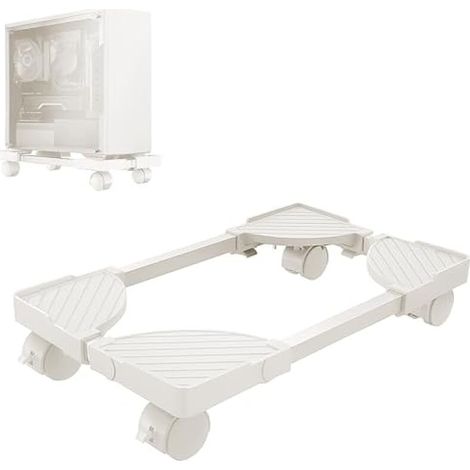 Support Tour PC sous Bureau: Support d'unité Centrale Mobile - PC Support CPU RéGlable de Grande Taille, Chariot Ordinateur avec roulettes (Blanc)