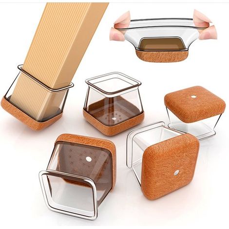 20 protectores de silicona transparente para patas de sillas, para proteger suelos de fieltro en casa (aptos para patas de 26-37 mm) (1/5)