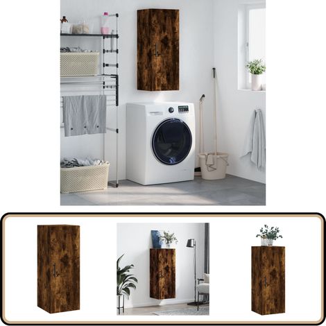 Wandschrank Räuchereiche 34,5x34x90 cm - Hängeschrank - Wandschrank - Regal - Aufbewahrung - Holzschrank