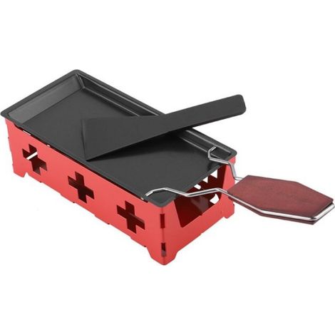 Plaque De Cuisson Raclette - Acier Au Carbone Antiadhésif - Pour Fondre Fromage À La Bougie - Ensemble Complet 3 Pièces (1/4)