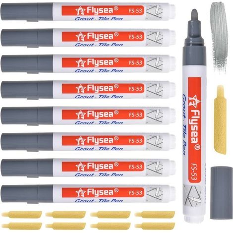 Stylo Joint Carrelage Gris Clair 8 Pièces Grout Pen Salle De Bain émail Réparation Crayon à Joints Rechange Blanc Pour La Carreaux Et Cuisin
