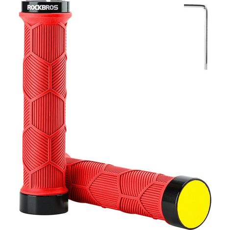 Manopole per bicicletta in TPR con catarifrangente - rosse (1/5)