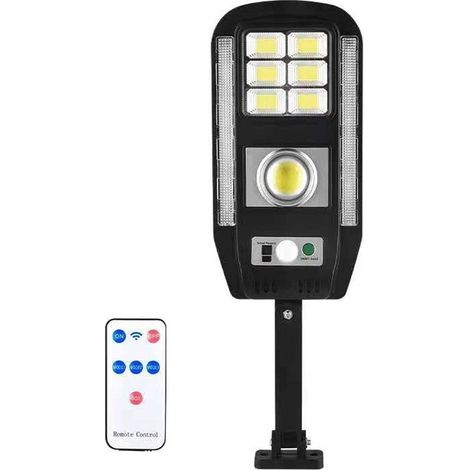 Lampadaires solaires extérieurs, projecteurs de sécurité solaires étanches haute puissance pour parking commercial, détecteur crépuscule-aube avec télécommande pour cours et allées (1/4)