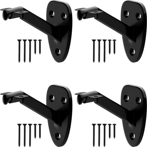 Ensemble de 4 supports de main courante d'escalier noirs robustes, fixations pour rampes d'escalier intérieures et extérieures (1/5)