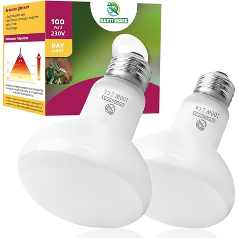 Lampe Chauffante pour Terrarium de Reptiles, 100W 2 Pièce de Lampes Chauffantes pour Tortues, Convenant Aux Amphibiens, Tortues, Dragons Barbus, Lézards, Serpents, Caméléons (1/5)